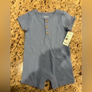 Carter's Just One You Baby Boy Solid Thermal Blue Romper NWT- 9 Months